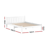 Artiss Bed Frame Double Size Wooden White SOFIE - Side View