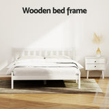 Artiss Bed Frame Double Size Wooden White SOFIE - 45-Degree Angle