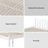 Artiss Bed Frame Double Size Wooden White SOFIE - Close-Up Angle