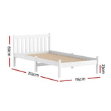 Artiss Bed Frame King Single Size Wooden White SOFIE - Side View