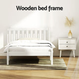 Artiss Bed Frame King Single Size Wooden White SOFIE - 45-Degree Angle