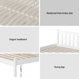Artiss Bed Frame King Single Size Wooden White SOFIE - Close-Up Angle