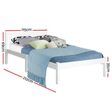 Artiss Bed Frame King Single Size Wooden White SOFIE - Side View