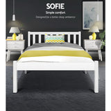 Artiss Bed Frame King Single Size Wooden White SOFIE - Top-Down View