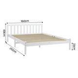 Artiss Bed Frame Queen Size Wooden White SOFIE - Front View