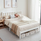 Artiss Bed Frame Queen Size Wooden White SOFIE - Close-Up Angle