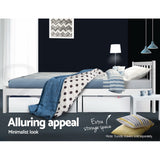 Artiss Bed Frame Queen Size Wooden White SOFIE - Low Angle