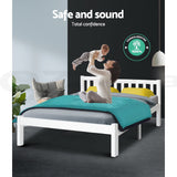 Artiss Bed Frame Queen Size Wooden White SOFIE - Extra Image