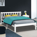 Artiss Bed Frame Queen Size Wooden White SOFIE - Low Angle