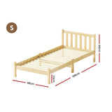 Artiss Bed Frame Single Size Wooden Oak SOFIE - Side View