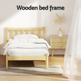 Artiss Bed Frame Single Size Wooden Oak SOFIE - 45-Degree Angle