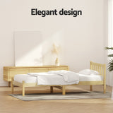 Artiss Bed Frame Single Size Wooden Oak SOFIE - Rear View