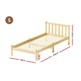 Artiss Bed Frame Single Size Wooden Oak SOFIE - Front View