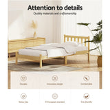 Artiss Bed Frame Single Size Wooden Oak SOFIE - Top-Down View