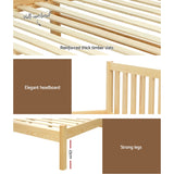 Artiss Bed Frame Single Size Wooden Oak SOFIE - 45-Degree Angle