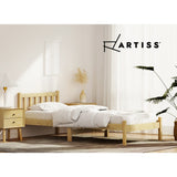 Artiss Bed Frame Single Size Wooden Oak SOFIE - Close-Up Angle