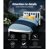 Artiss Bed Frame Single Size Wooden White SOFIE - Side View
