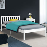 Artiss Bed Frame Single Size Wooden White SOFIE - Close-Up Angle