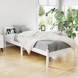 Artiss Bed Frame Single Size Wooden White SOFIE - Low Angle
