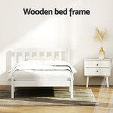 Artiss Bed Frame Single Size Wooden White SOFIE - 45-Degree Angle
