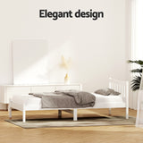 Artiss Bed Frame Single Size Wooden White SOFIE - Rear View