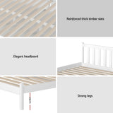 Artiss Bed Frame Single Size Wooden White SOFIE - Close-Up Angle