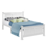 Artiss Bed Frame Double Size Wooden White RIO - Low Angle