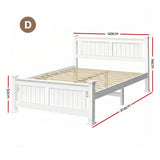 Artiss Bed Frame Double Size Wooden White RIO - Side View
