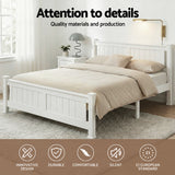 Artiss Bed Frame Double Size Wooden White RIO - 45-Degree Angle