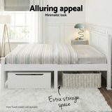Artiss Bed Frame Double Size Wooden White RIO - Close-Up Angle