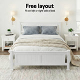Artiss Bed Frame Double Size Wooden White RIO - Low Angle