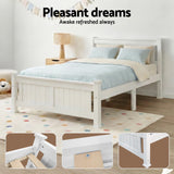 Artiss Bed Frame Double Size Wooden White RIO - Extra Image