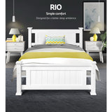 Artiss Bed Frame King Single Size Wooden White RIO - Side View