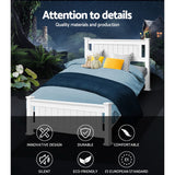 Artiss Bed Frame King Single Size Wooden White RIO - Top-Down View