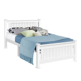 Artiss Bed Frame King Single Size Wooden White RIO - Low Angle