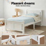 Artiss Bed Frame King Single Size Wooden White RIO - Extra Image