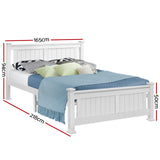Artiss Bed Frame Queen Size Wooden White RIO - Front View
