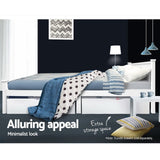 Artiss Bed Frame Queen Size Wooden White RIO - Close-Up Angle