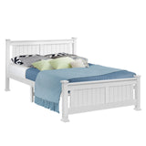 Artiss Bed Frame Queen Size Wooden White RIO - Low Angle