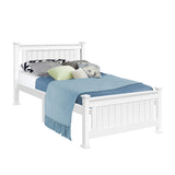 Artiss Bed Frame Single Size Wooden White RIO - Low Angle