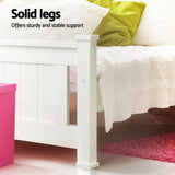 Artiss Bed Frame Single Size Wooden with 2 Drawers White RIO - Side View
