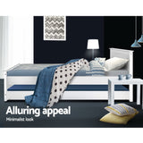 Artiss Bed Frame King Single Size Wooden Trundle Daybed White ELVIS - 45-Degree Angle