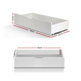 Artiss 2x Bed Frame Storage Drawers Trundle White - Front View