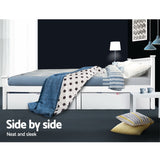 Artiss 2x Bed Frame Storage Drawers Trundle White - 45-Degree Angle