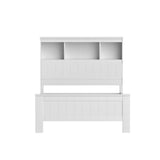 Artiss Bed Frame King Single Size Wooden with 3 Shelves Bed Head White - Side View
