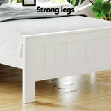 Artiss Bed Frame King Single Size Wooden with 3 Shelves Bed Head White - Rear View