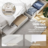 Artiss Bed Frame King Single Size Wooden with 2 Storage Drawers White - Side View
