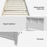 Artiss Bed Frame King Single Size Wooden with 2 Storage Drawers White - Rear View