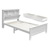 Artiss Bed Frame King Single Size Wooden with 2 Storage Drawers White - Low Angle