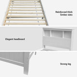 Artiss Bed Frame King Single Size Wooden with 2 Storage Drawers White - Rear View